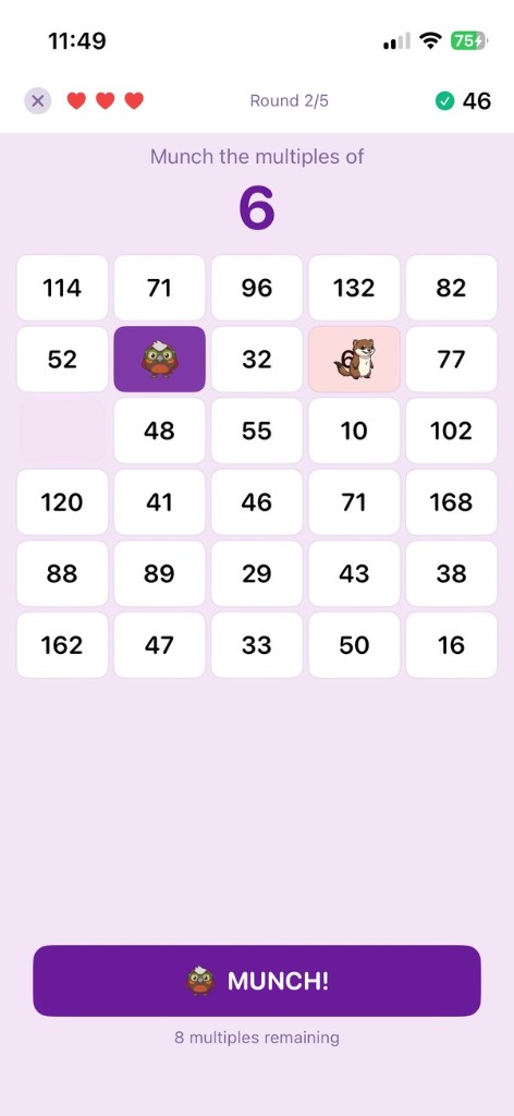 Kākā Munchers - find and munch the multiples on the grid