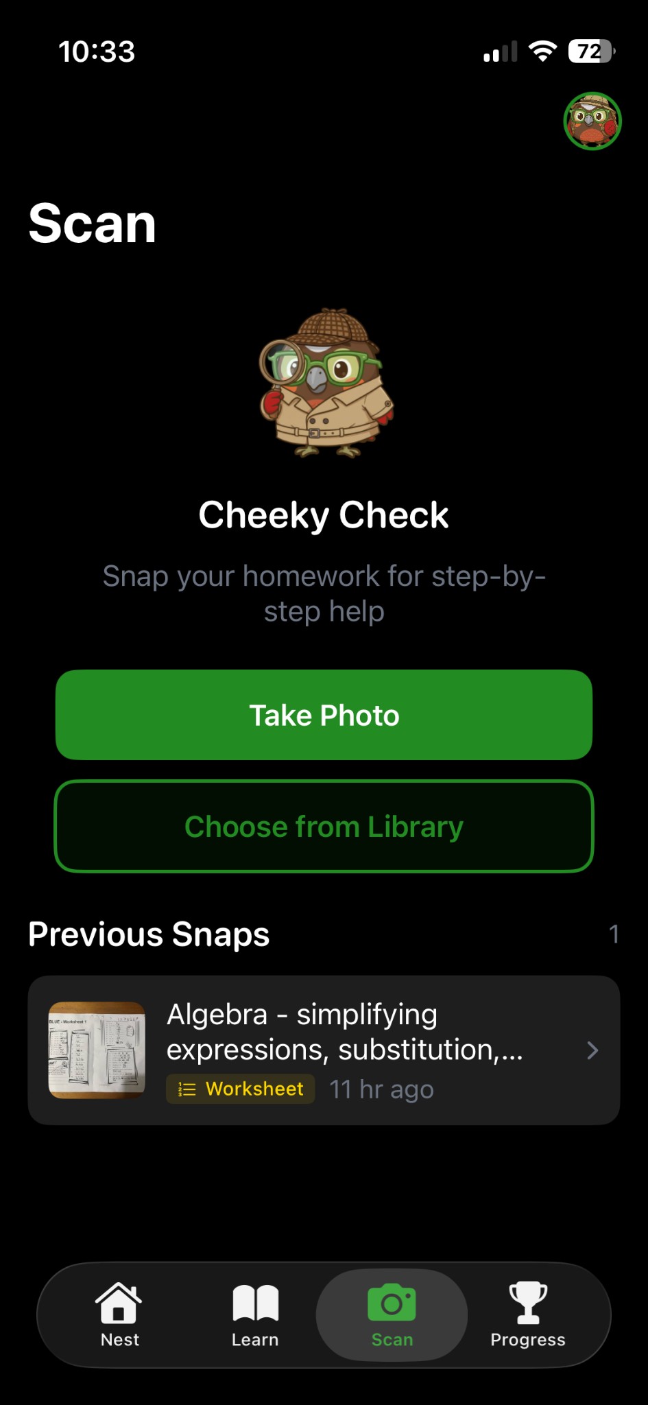 Cheeky Check - Snap your homework for step-by-step help